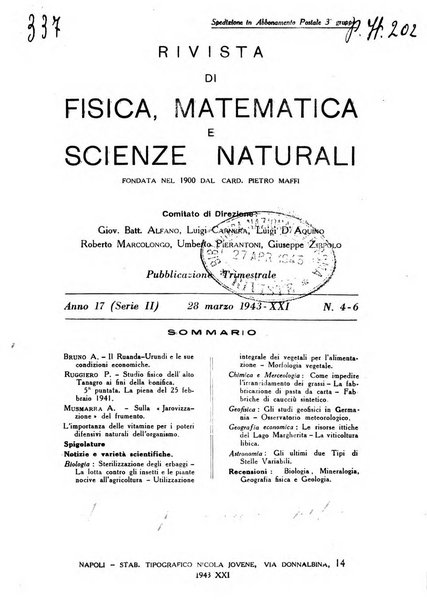 Rivista di fisica, matematica e scienze naturali