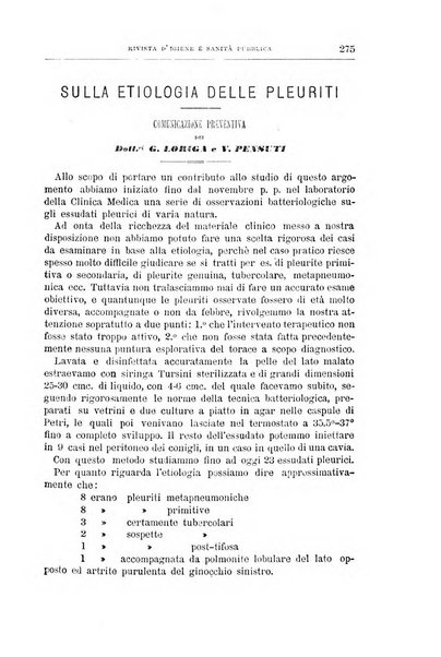 Rivista d'igiene e sanità pubblica con bollettino sanitario-amministrativo compilato sugli atti del Ministero dell'interno