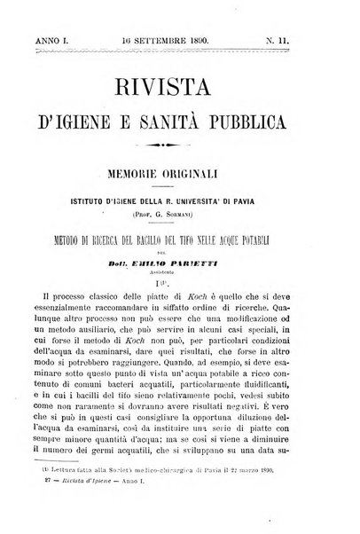 Rivista d'igiene e sanità pubblica con bollettino sanitario-amministrativo compilato sugli atti del Ministero dell'interno