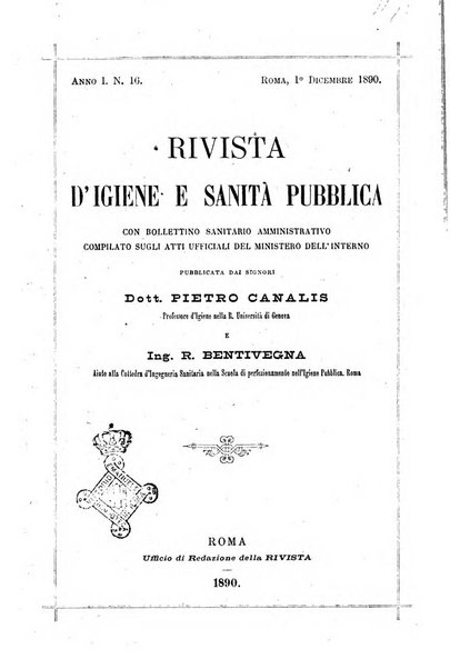 Rivista d'igiene e sanità pubblica con bollettino sanitario-amministrativo compilato sugli atti del Ministero dell'interno