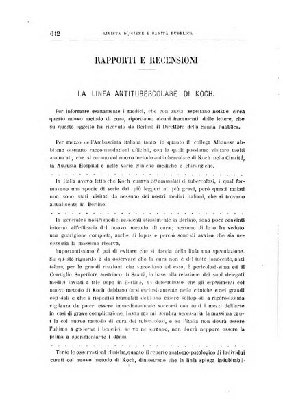 Rivista d'igiene e sanità pubblica con bollettino sanitario-amministrativo compilato sugli atti del Ministero dell'interno