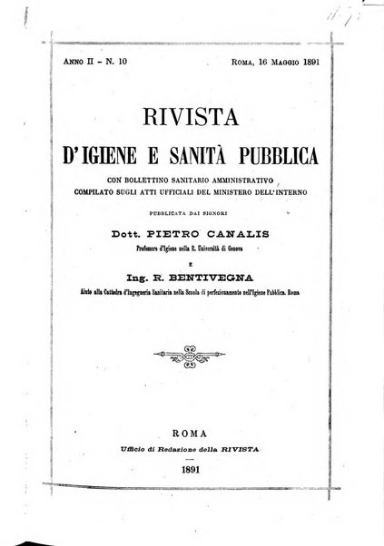 Rivista d'igiene e sanità pubblica con bollettino sanitario-amministrativo compilato sugli atti del Ministero dell'interno