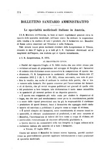 Rivista d'igiene e sanità pubblica con bollettino sanitario-amministrativo compilato sugli atti del Ministero dell'interno