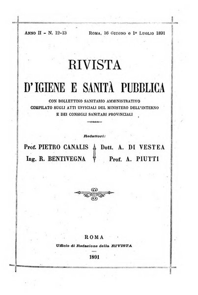 Rivista d'igiene e sanità pubblica con bollettino sanitario-amministrativo compilato sugli atti del Ministero dell'interno