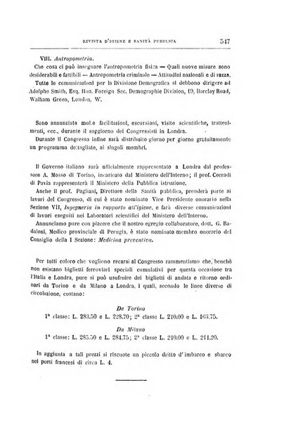 Rivista d'igiene e sanità pubblica con bollettino sanitario-amministrativo compilato sugli atti del Ministero dell'interno