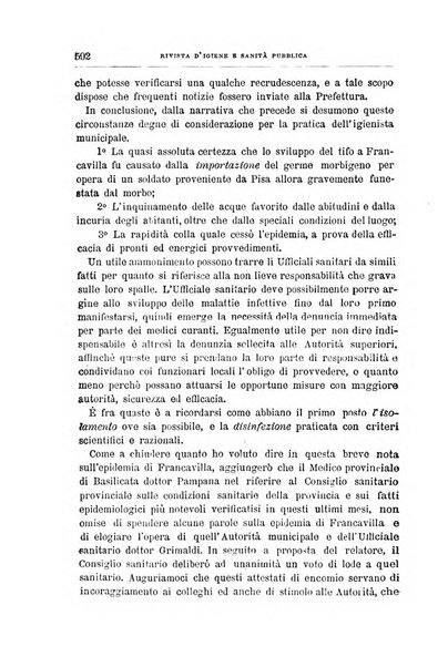 Rivista d'igiene e sanità pubblica con bollettino sanitario-amministrativo compilato sugli atti del Ministero dell'interno