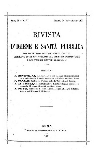 Rivista d'igiene e sanità pubblica con bollettino sanitario-amministrativo compilato sugli atti del Ministero dell'interno