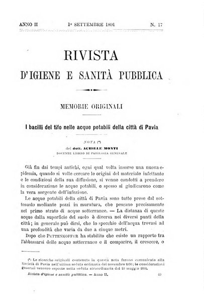 Rivista d'igiene e sanità pubblica con bollettino sanitario-amministrativo compilato sugli atti del Ministero dell'interno