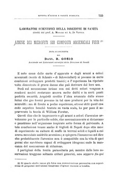 Rivista d'igiene e sanità pubblica con bollettino sanitario-amministrativo compilato sugli atti del Ministero dell'interno