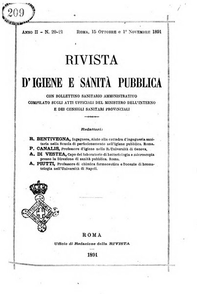 Rivista d'igiene e sanità pubblica con bollettino sanitario-amministrativo compilato sugli atti del Ministero dell'interno