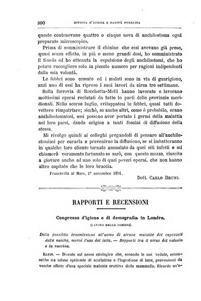 Rivista d'igiene e sanità pubblica con bollettino sanitario-amministrativo compilato sugli atti del Ministero dell'interno