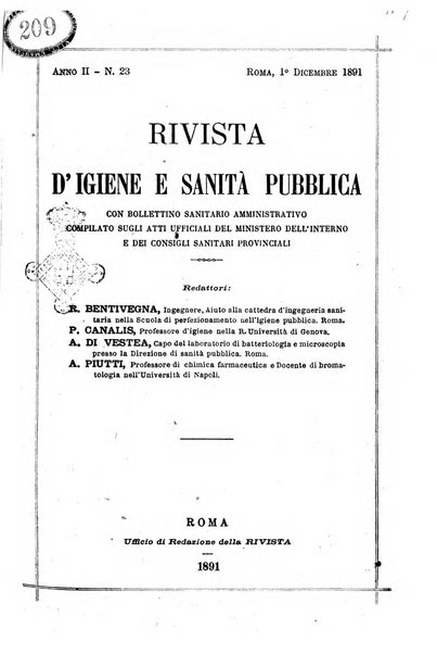 Rivista d'igiene e sanità pubblica con bollettino sanitario-amministrativo compilato sugli atti del Ministero dell'interno