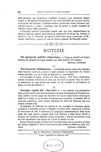 Rivista d'igiene e sanità pubblica con bollettino sanitario-amministrativo compilato sugli atti del Ministero dell'interno