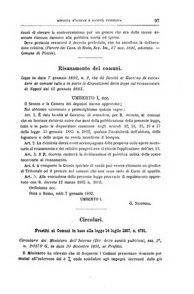 Rivista d'igiene e sanità pubblica con bollettino sanitario-amministrativo compilato sugli atti del Ministero dell'interno