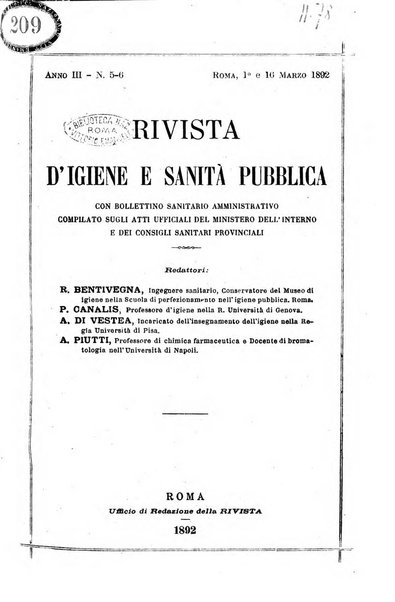 Rivista d'igiene e sanità pubblica con bollettino sanitario-amministrativo compilato sugli atti del Ministero dell'interno