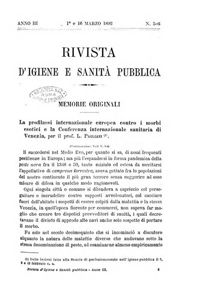 Rivista d'igiene e sanità pubblica con bollettino sanitario-amministrativo compilato sugli atti del Ministero dell'interno