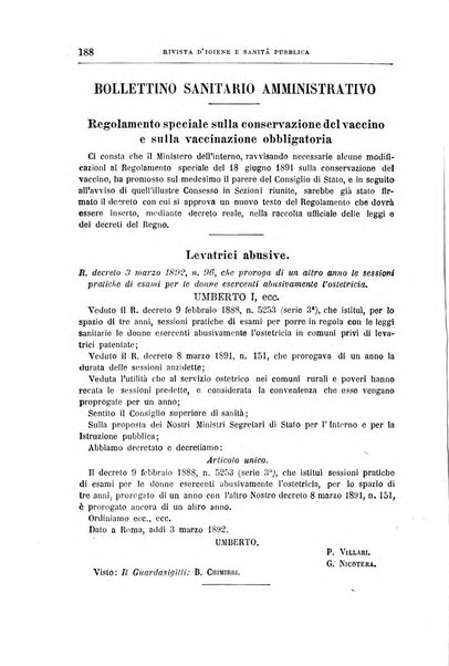 Rivista d'igiene e sanità pubblica con bollettino sanitario-amministrativo compilato sugli atti del Ministero dell'interno