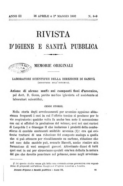 Rivista d'igiene e sanità pubblica con bollettino sanitario-amministrativo compilato sugli atti del Ministero dell'interno