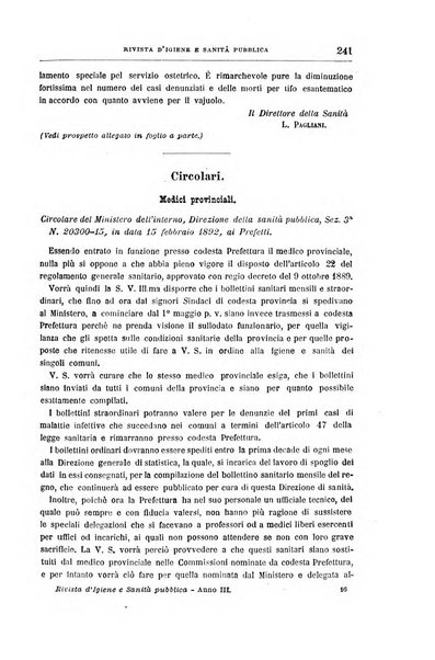 Rivista d'igiene e sanità pubblica con bollettino sanitario-amministrativo compilato sugli atti del Ministero dell'interno