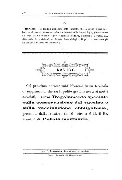 Rivista d'igiene e sanità pubblica con bollettino sanitario-amministrativo compilato sugli atti del Ministero dell'interno