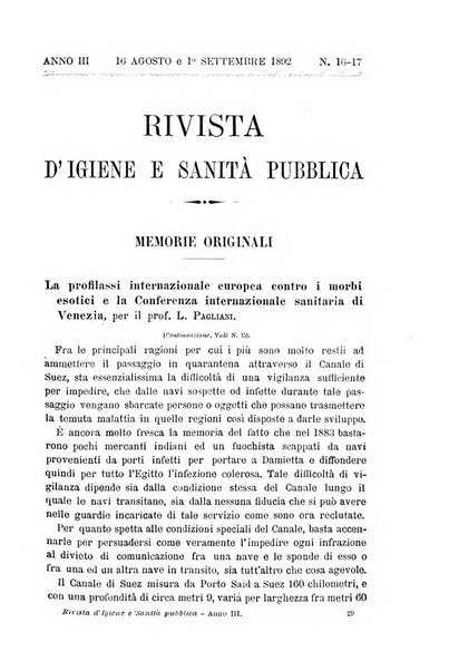 Rivista d'igiene e sanità pubblica con bollettino sanitario-amministrativo compilato sugli atti del Ministero dell'interno