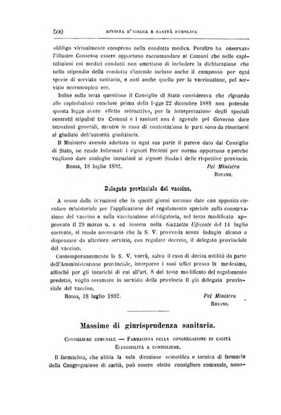 Rivista d'igiene e sanità pubblica con bollettino sanitario-amministrativo compilato sugli atti del Ministero dell'interno