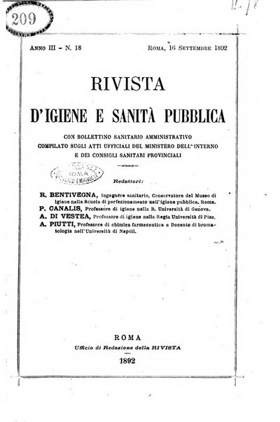 Rivista d'igiene e sanità pubblica con bollettino sanitario-amministrativo compilato sugli atti del Ministero dell'interno