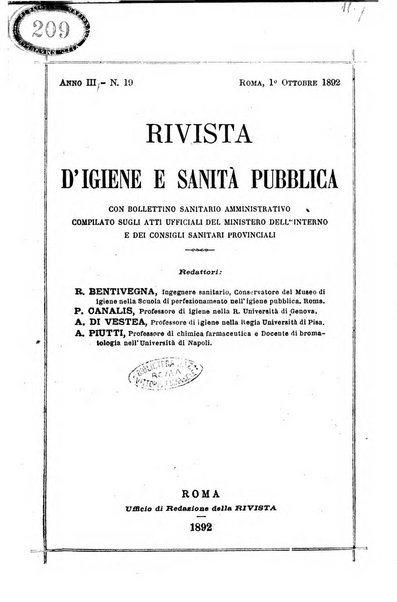 Rivista d'igiene e sanità pubblica con bollettino sanitario-amministrativo compilato sugli atti del Ministero dell'interno