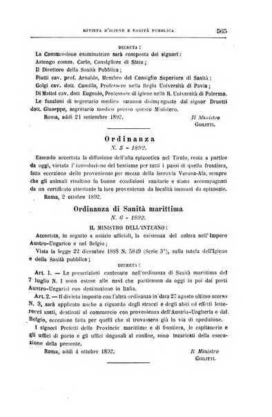 Rivista d'igiene e sanità pubblica con bollettino sanitario-amministrativo compilato sugli atti del Ministero dell'interno