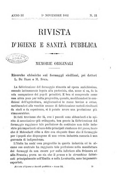 Rivista d'igiene e sanità pubblica con bollettino sanitario-amministrativo compilato sugli atti del Ministero dell'interno