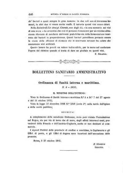 Rivista d'igiene e sanità pubblica con bollettino sanitario-amministrativo compilato sugli atti del Ministero dell'interno