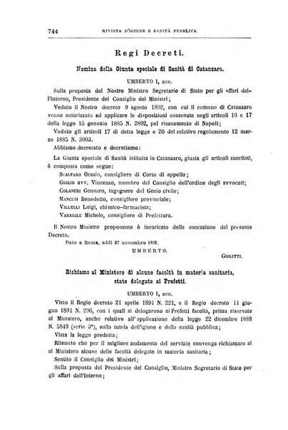 Rivista d'igiene e sanità pubblica con bollettino sanitario-amministrativo compilato sugli atti del Ministero dell'interno