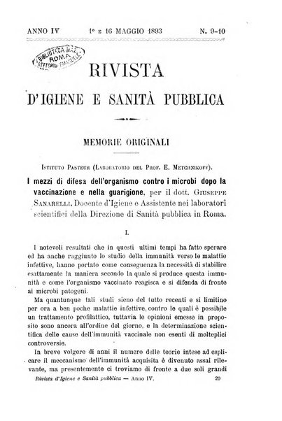 Rivista d'igiene e sanità pubblica con bollettino sanitario-amministrativo compilato sugli atti del Ministero dell'interno