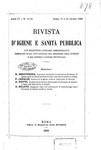 Rivista d'igiene e sanità pubblica con bollettino sanitario-amministrativo compilato sugli atti del Ministero dell'interno