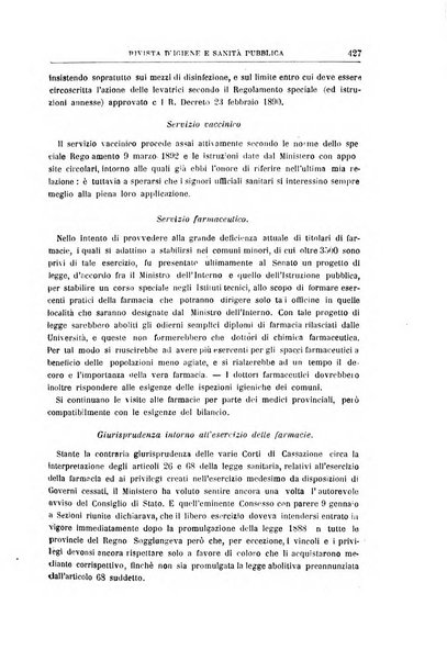 Rivista d'igiene e sanità pubblica con bollettino sanitario-amministrativo compilato sugli atti del Ministero dell'interno