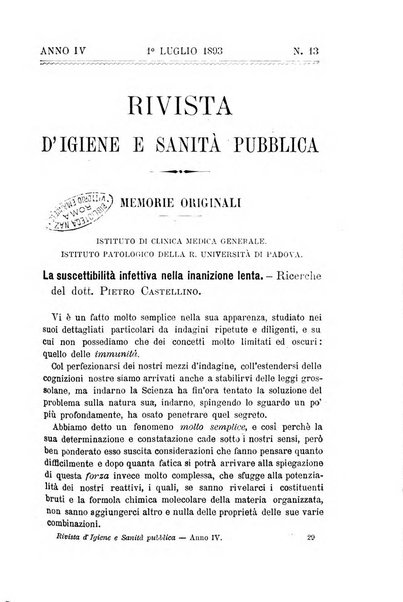 Rivista d'igiene e sanità pubblica con bollettino sanitario-amministrativo compilato sugli atti del Ministero dell'interno