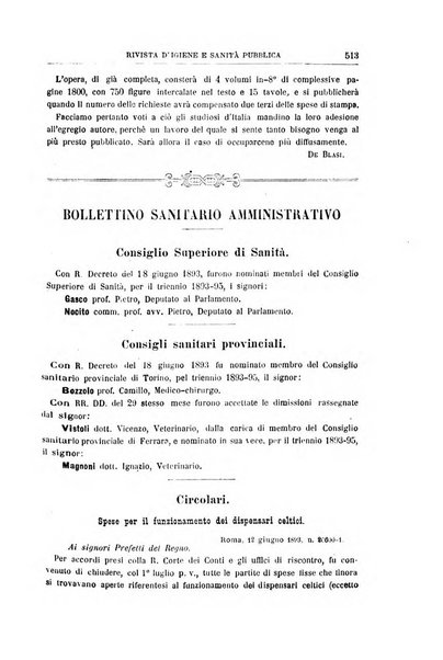 Rivista d'igiene e sanità pubblica con bollettino sanitario-amministrativo compilato sugli atti del Ministero dell'interno