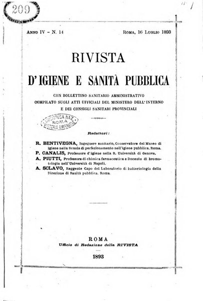 Rivista d'igiene e sanità pubblica con bollettino sanitario-amministrativo compilato sugli atti del Ministero dell'interno