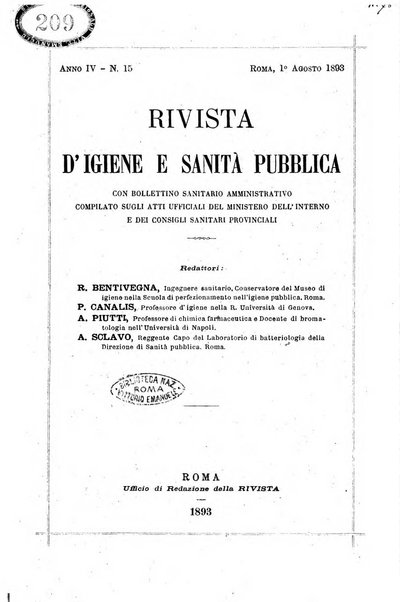 Rivista d'igiene e sanità pubblica con bollettino sanitario-amministrativo compilato sugli atti del Ministero dell'interno