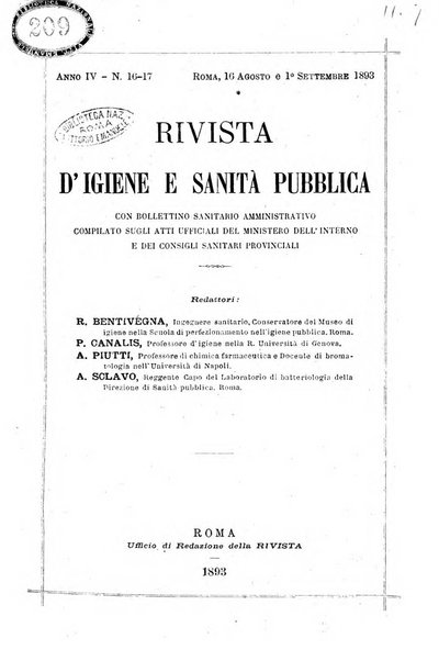 Rivista d'igiene e sanità pubblica con bollettino sanitario-amministrativo compilato sugli atti del Ministero dell'interno