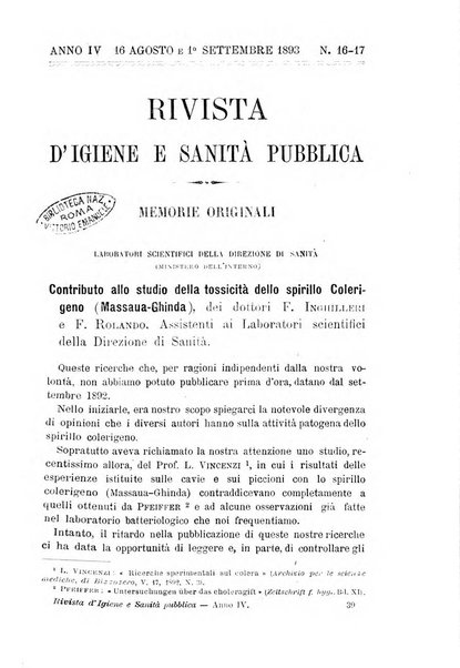 Rivista d'igiene e sanità pubblica con bollettino sanitario-amministrativo compilato sugli atti del Ministero dell'interno