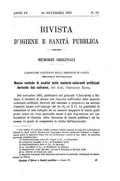 Rivista d'igiene e sanità pubblica con bollettino sanitario-amministrativo compilato sugli atti del Ministero dell'interno