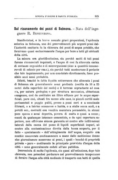 Rivista d'igiene e sanità pubblica con bollettino sanitario-amministrativo compilato sugli atti del Ministero dell'interno