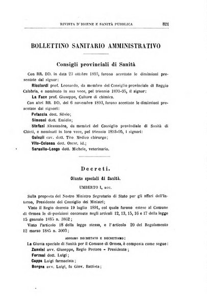 Rivista d'igiene e sanità pubblica con bollettino sanitario-amministrativo compilato sugli atti del Ministero dell'interno