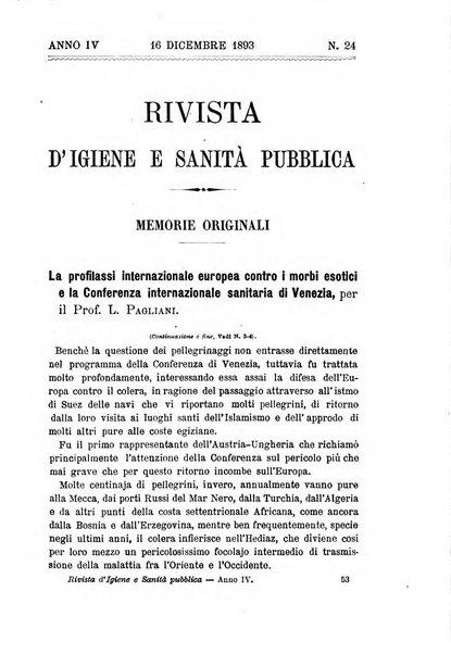 Rivista d'igiene e sanità pubblica con bollettino sanitario-amministrativo compilato sugli atti del Ministero dell'interno