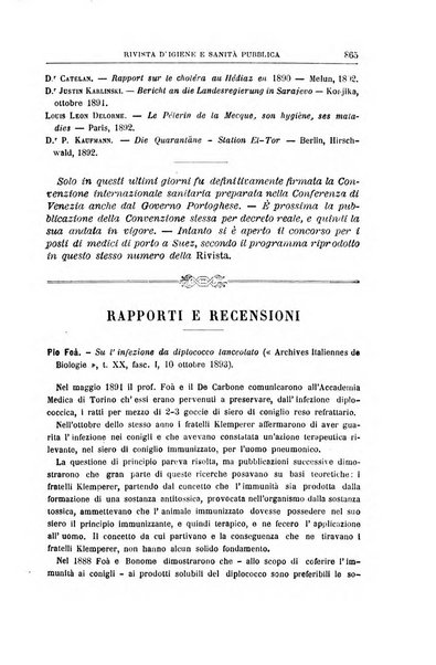 Rivista d'igiene e sanità pubblica con bollettino sanitario-amministrativo compilato sugli atti del Ministero dell'interno