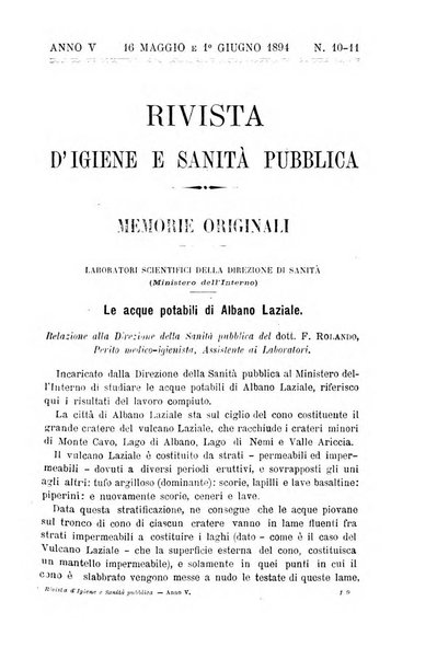 Rivista d'igiene e sanità pubblica con bollettino sanitario-amministrativo compilato sugli atti del Ministero dell'interno