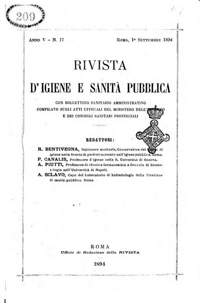 Rivista d'igiene e sanità pubblica con bollettino sanitario-amministrativo compilato sugli atti del Ministero dell'interno