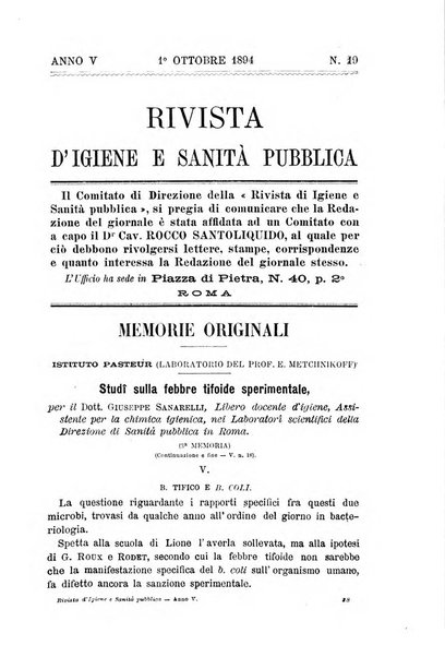 Rivista d'igiene e sanità pubblica con bollettino sanitario-amministrativo compilato sugli atti del Ministero dell'interno