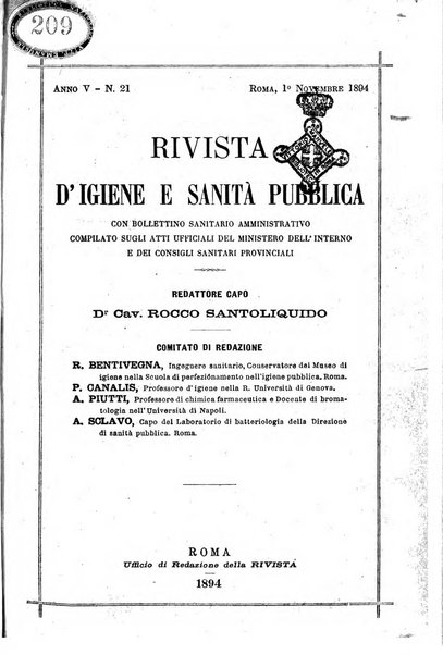 Rivista d'igiene e sanità pubblica con bollettino sanitario-amministrativo compilato sugli atti del Ministero dell'interno